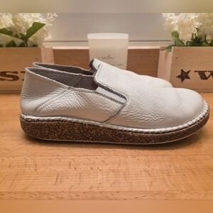 Birkenstock Callan White Pebbled Leather Slip-On Loafer Womens Size 38